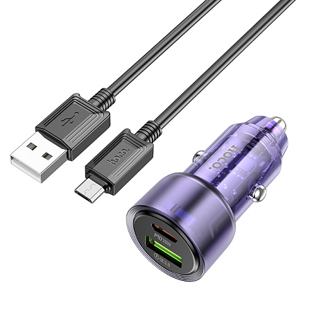 АЗУ 1USB+1Type-C 3.0A PD38W+QC3.0 быстрая зарядка для micro USB Hoco Z52