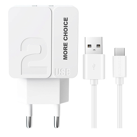 СЗУ 2USB 2.4A для Type-C More choice NC46a 1м