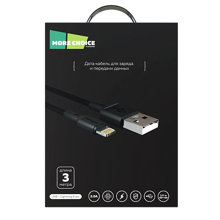 PURE Дата-кабель USB 2.0A для Lightning 8-pin More choice K19i TPE 3м