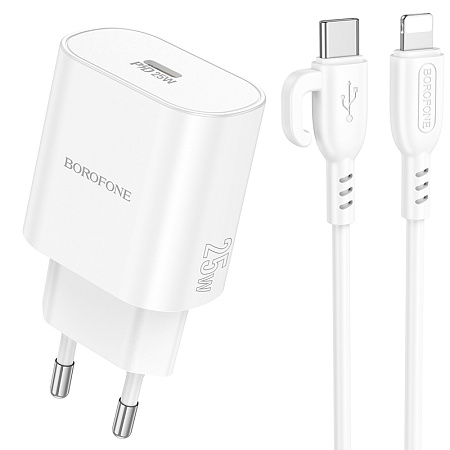 СЗУ 1Type-C 3.0A QC3.0 PD 25W быстрая зарядка для Lightning 8-pin Type-C Borofone BA82A