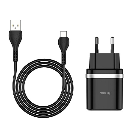 СЗУ 1USB 3.0A QC3.0 быстрая зарядка для Type-C Hoco C12Q 1м