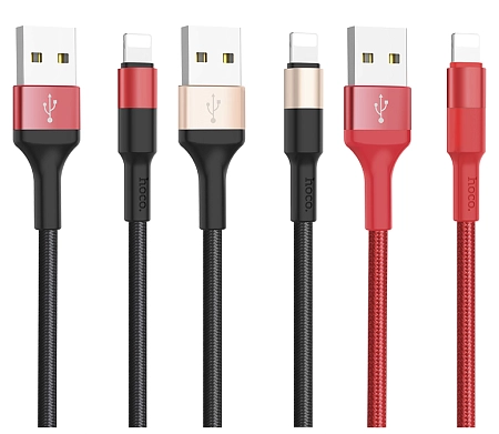 Дата-кабель USB 2.0A для Lightning 8-pin Hoco X26 нейлон 1м