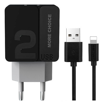 СЗУ 2USB 2.4A для Lightning 8-pin More choice NC46i 1м