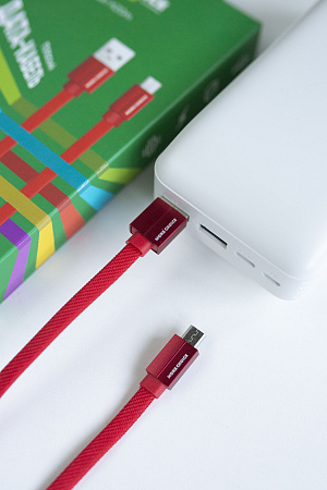 Дата-кабель USB 2.1A для micro плоский USB More choice K20m нейлон 1м