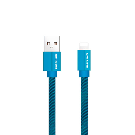 Дата-кабель USB 2.1A для Lightning 8-pin плоский More choice K20i нейлон 1м