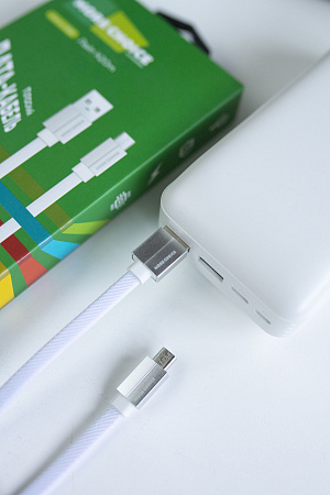 Дата-кабель USB 2.1A для micro плоский USB More choice K20m нейлон 1м