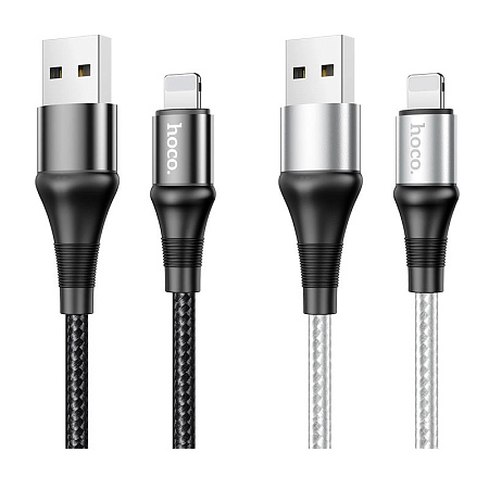 Дата-кабель USB 2.4A для Lightning 8-pin Hoco X50 нейлон 1м