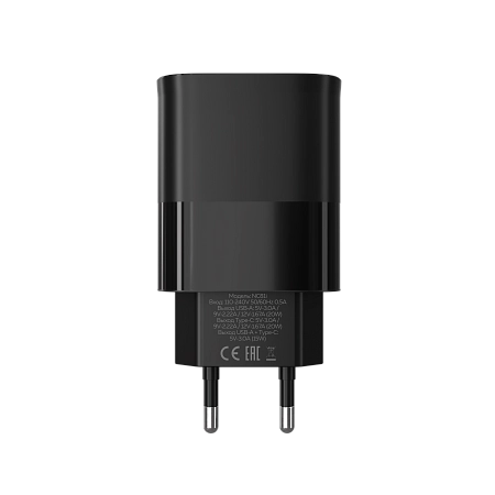 СЗУ 1USB+1Type-C 3.0A PD 20W+ QC3.0 быстрая зарядка для Lightning 8-pin Type-C More Choice NC81i