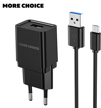 СЗУ 1USB 1.0A для micro USB More choice NC33m