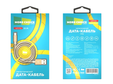 Дата-кабель USB 2.1A для Lightning 8-pin More choice K31i металл 1м