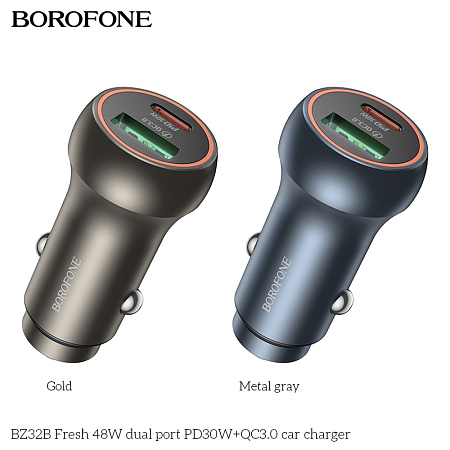 АЗУ 1USB+1Type-C 3.0A PD30W+QC3.0 быстрая зарядка Borofone BZ32B Fresh