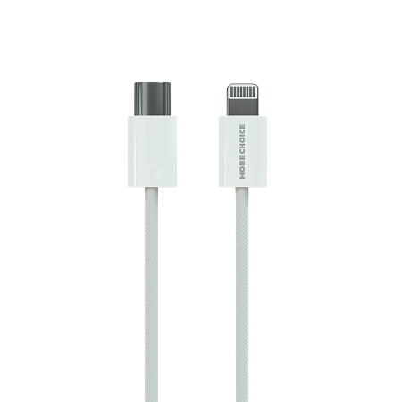 Дата-кабель USB 3.0A PD 20W для Lightning 8-pin Type-C More choice K73i нейлон 1м