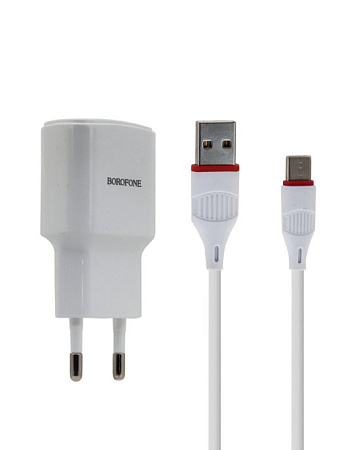 СЗУ 1USB 2.1A для Type-C Borofone BA48A 1м