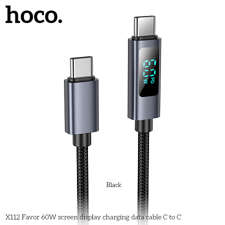 Дата-кабель USB 3.0A 60W для Type-C Type-C Hoco X112 Favor нейлон 1м
