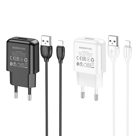 СЗУ 1USB 2.1A для Lightning 8-pin Borofone BA64A 1м