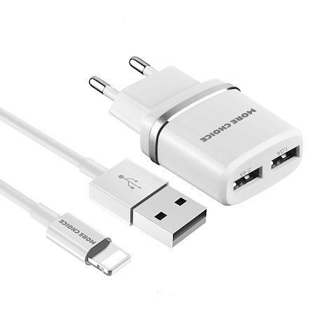 СЗУ 2USB 2.4A для Lightning 8-pin More choice NC22i