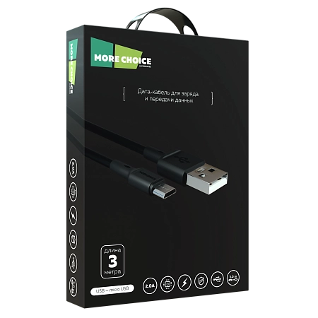 PURE Дата-кабель USB 2.0A для micro USB More choice K19m TPE 3м