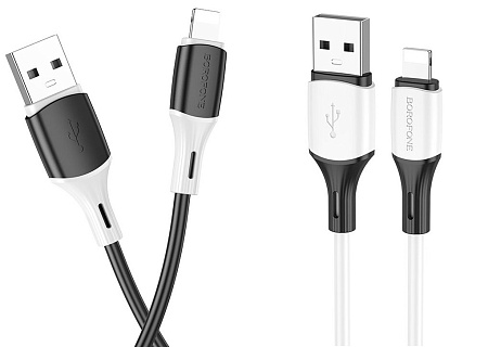 Дата-кабель USB 2.4A для Lightning 8-pin Borofone BX79 силикон 1м