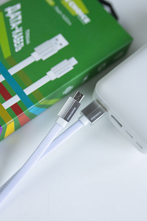 Дата-кабель USB 2.1A для micro плоский USB More choice K20m нейлон 1м