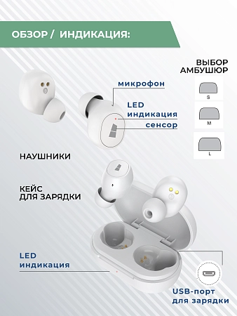 Bluetooth-наушники беспроводные Smart вакуумные More choice BW10S TWS