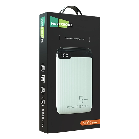 PURE Внешний аккумулятор 5000mAh 2USB 2.1A More choice PB19-05