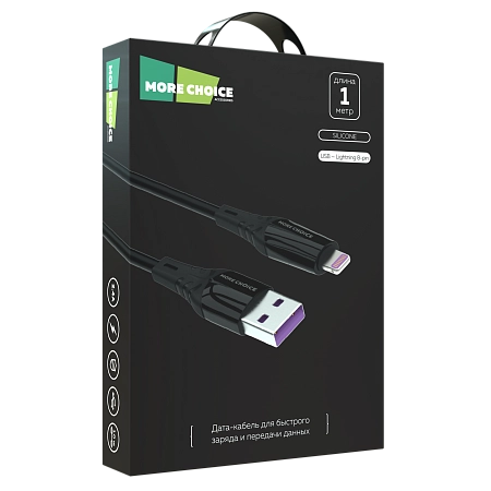 PURE Дата-кабель USB 2.4A для Lightning 8-pin More choice K35i силикон 1м