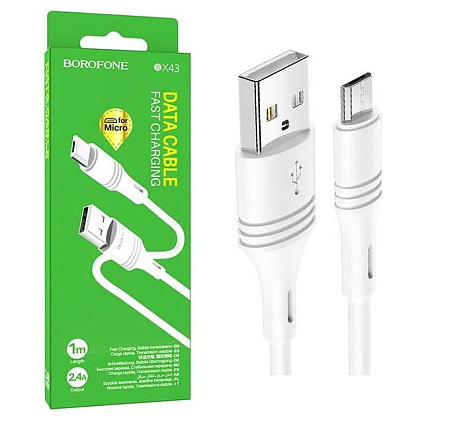 Дата-кабель USB 2.4A для micro USB Borofone BX43 ПВХ 1м