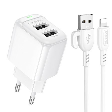 СЗУ 2USB 2.0A для Lightning 8-pin Borofone BAS41A