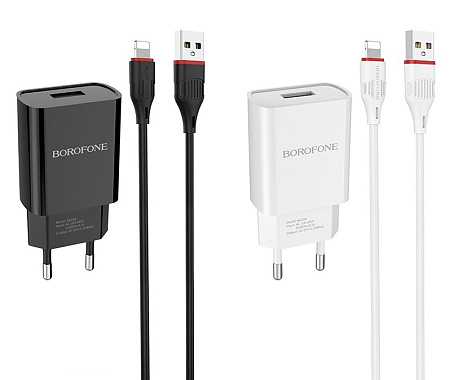 СЗУ 1USB 2.1A для Lightning 8-pin Borofone BA20A 1м