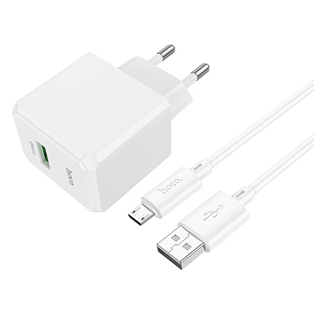 СЗУ 1USB 3.0A QC3.0 18W быстрая зарядка для micro USB Hoco CS12A 1м